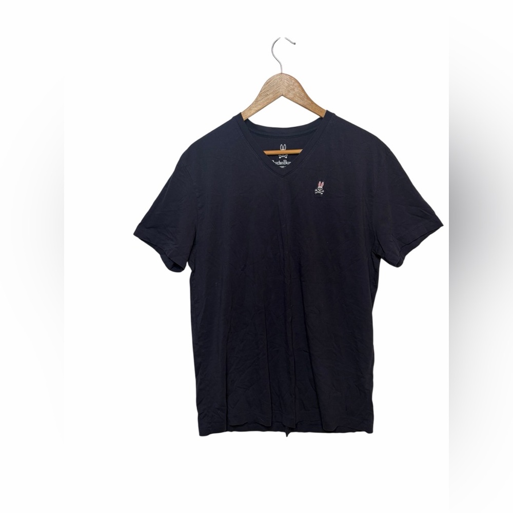 Psycho Bunny Men's Navy V-Neck Tee with Logo